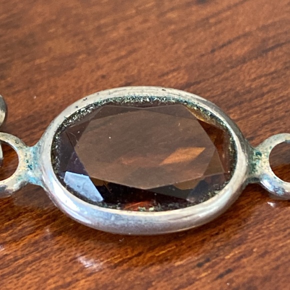 Sterling Silver & Chocolate Topaz Bracelet 6 large 3/8” by 5/8” stones approx 8” - Picture 2 of 7